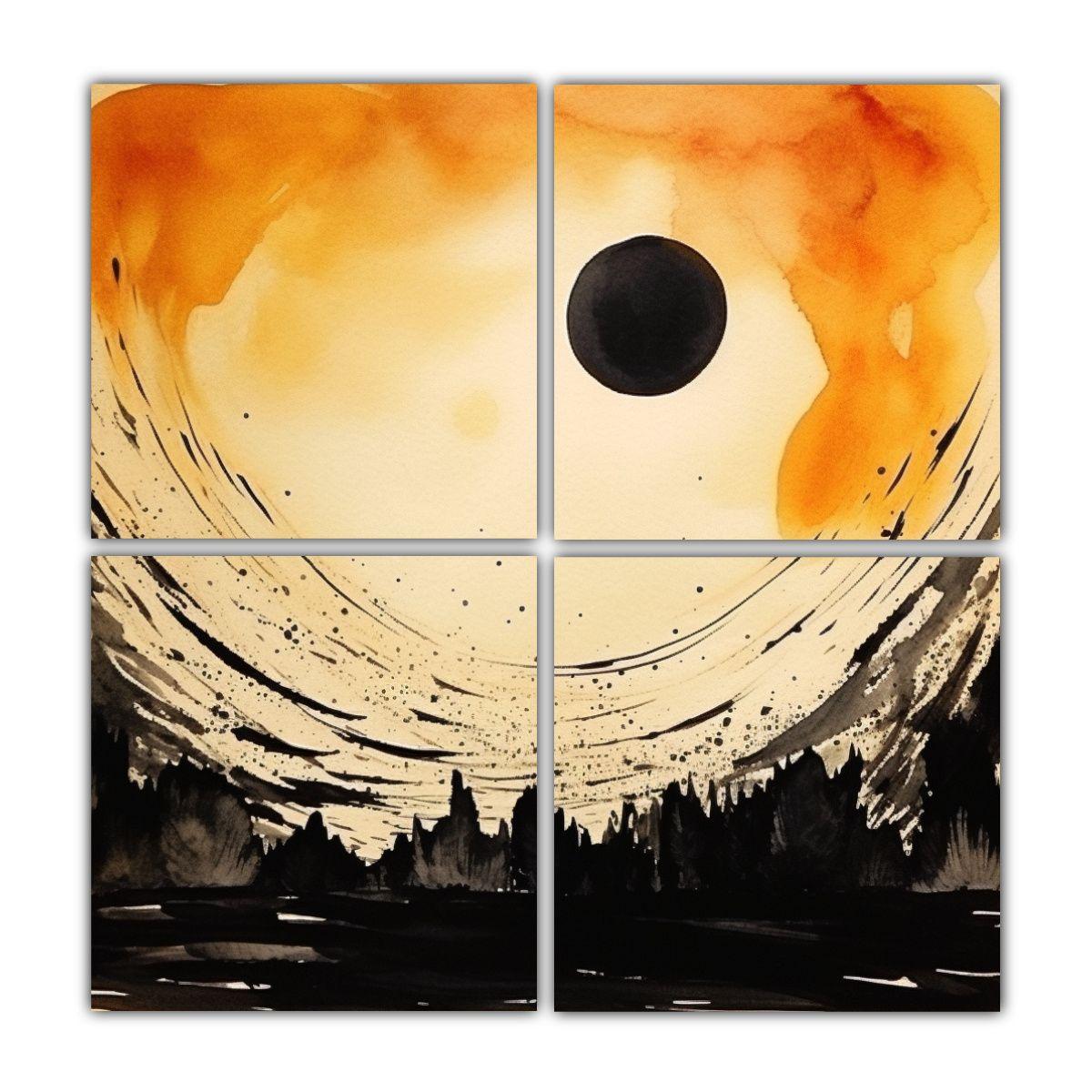 Cuatro Artes De Pared Minimalismo Intenso 140x140 Cm-0