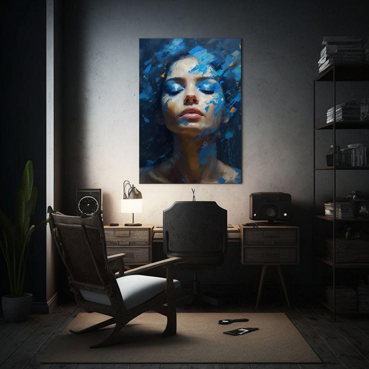 Pintura Azul Dinámica De Una Persona Con Pintura En La Mano 30x45cm-2