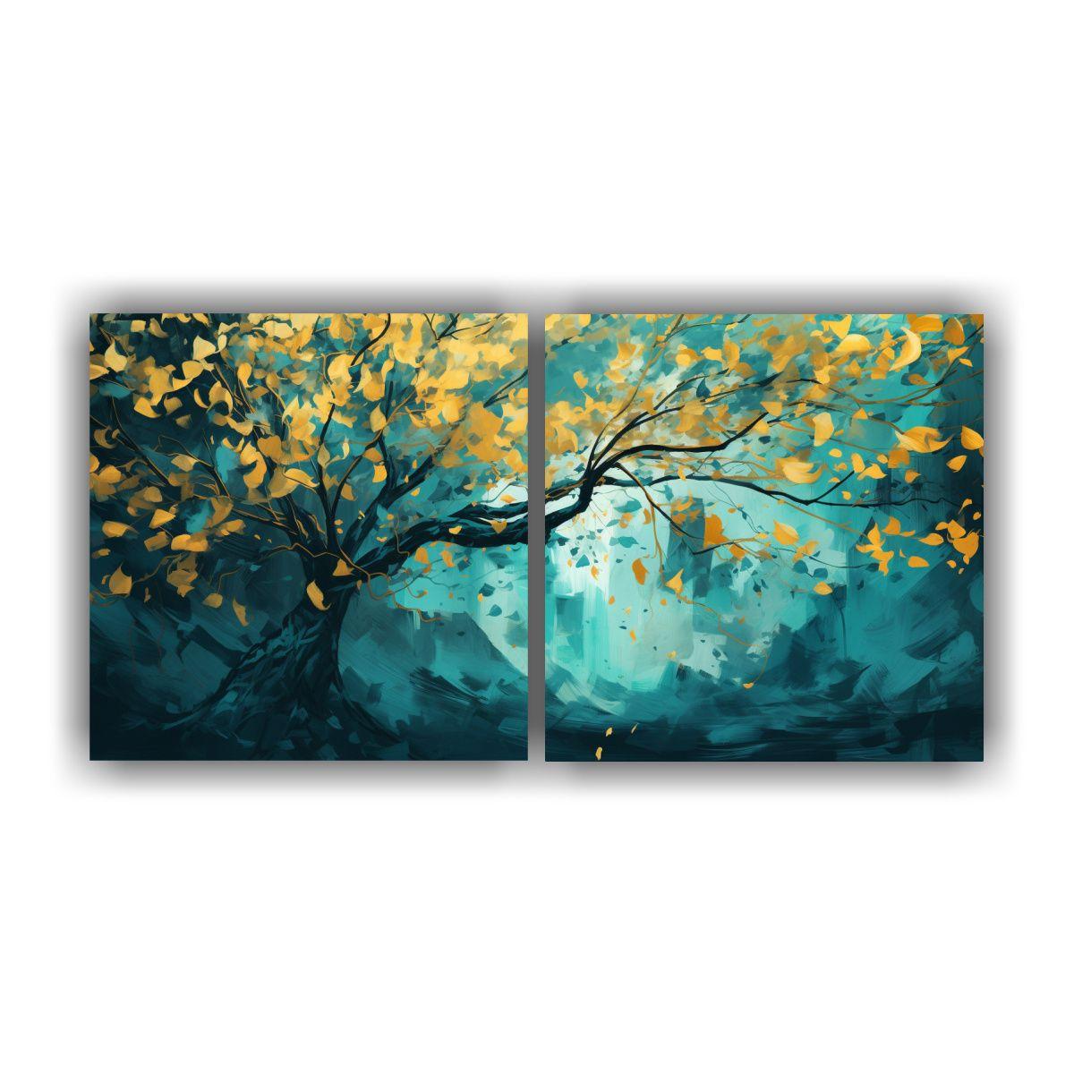 Pintura Decorativa Actual De Un árbol Forestal 40x20 Cm-0