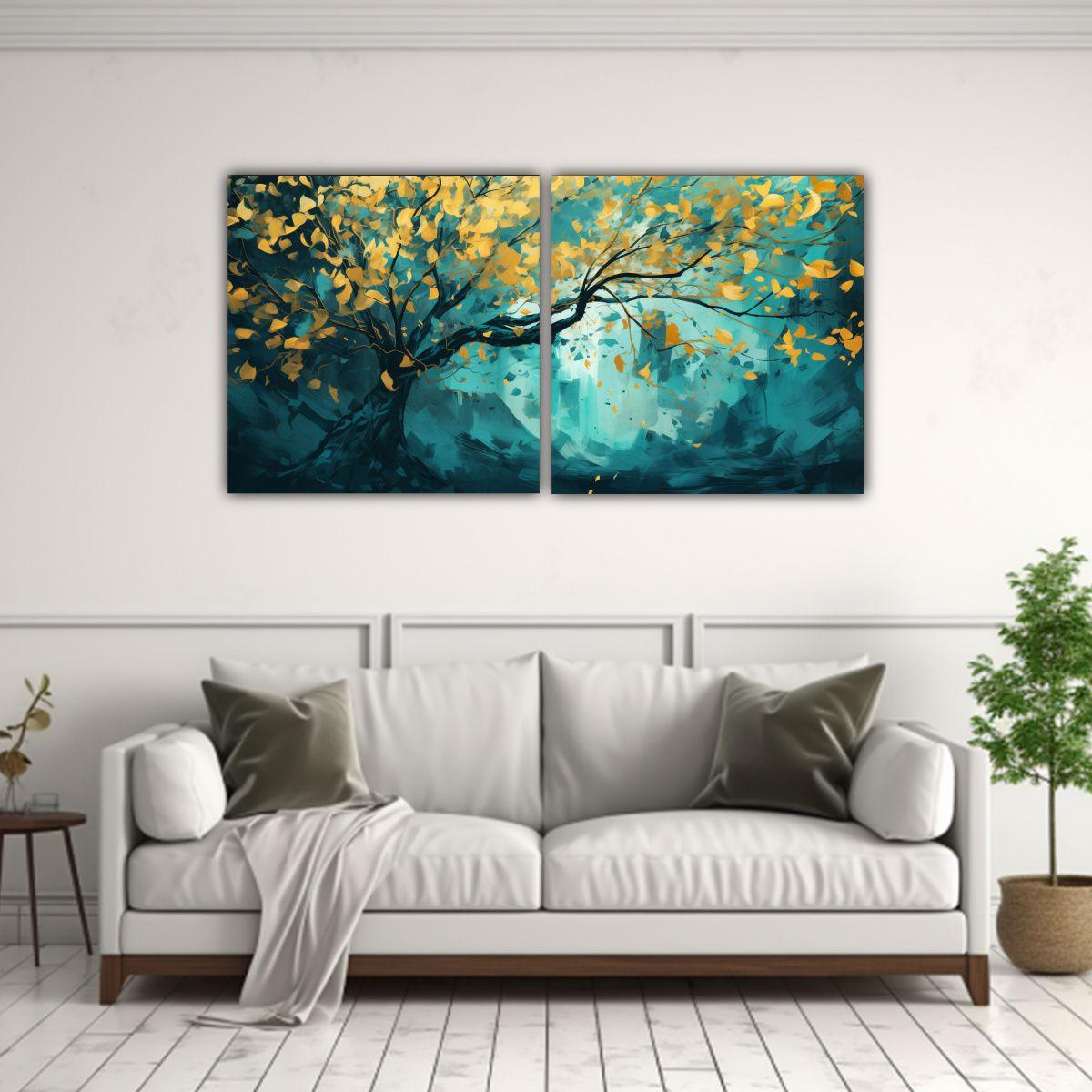 Pintura Decorativa Actual De Un árbol Forestal 40x20 Cm-2