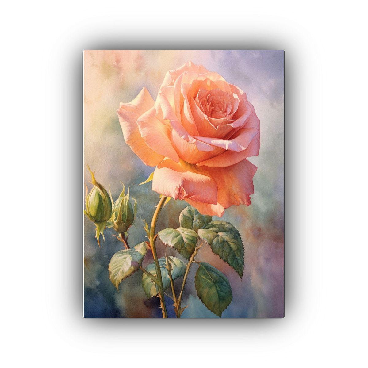 Pintura Acuarela Rosa Cálida En Dormitorio 40x50cm-0