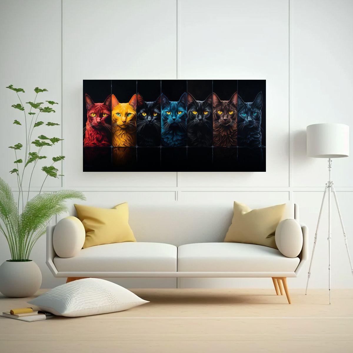 Pinturas Decorativas De Estilo Gatos Con Ojos 160x80 Cm-2
