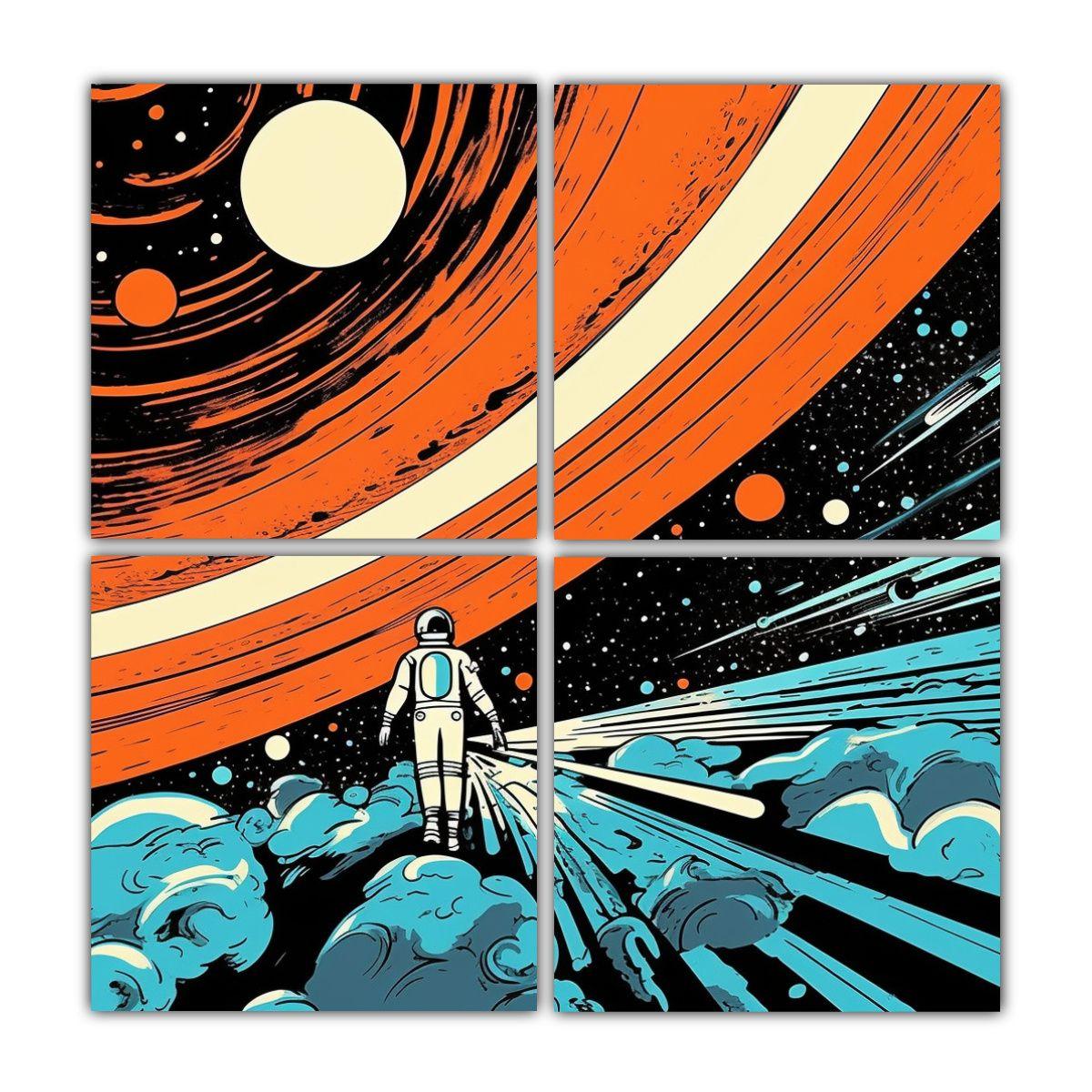 Pinturas Decorativas Estilo Cómic Del Espacio 160x160 Cm-0