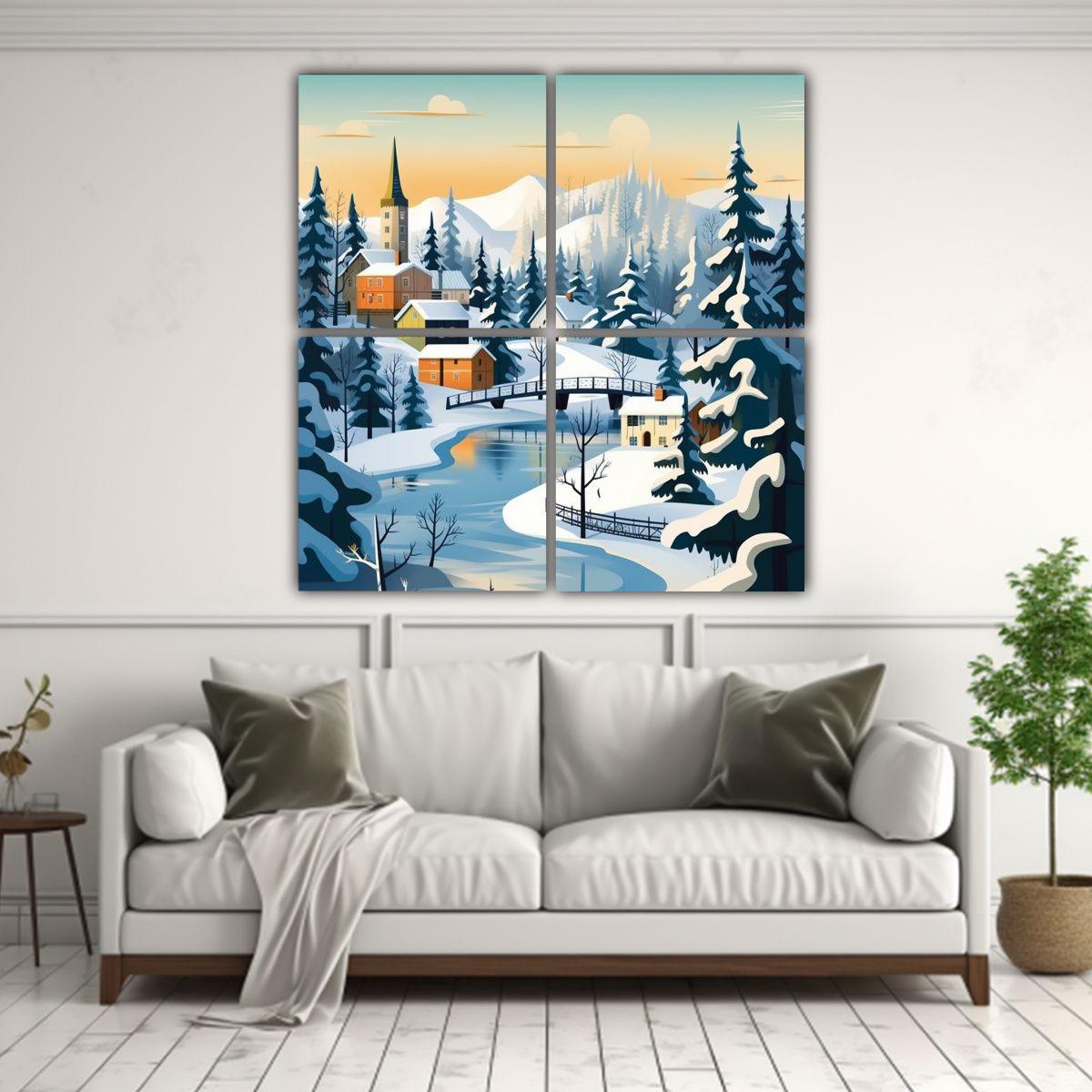 Cuatro Cuadros De Pared De Viaje Vibrantes Y 140x140 Cm-2