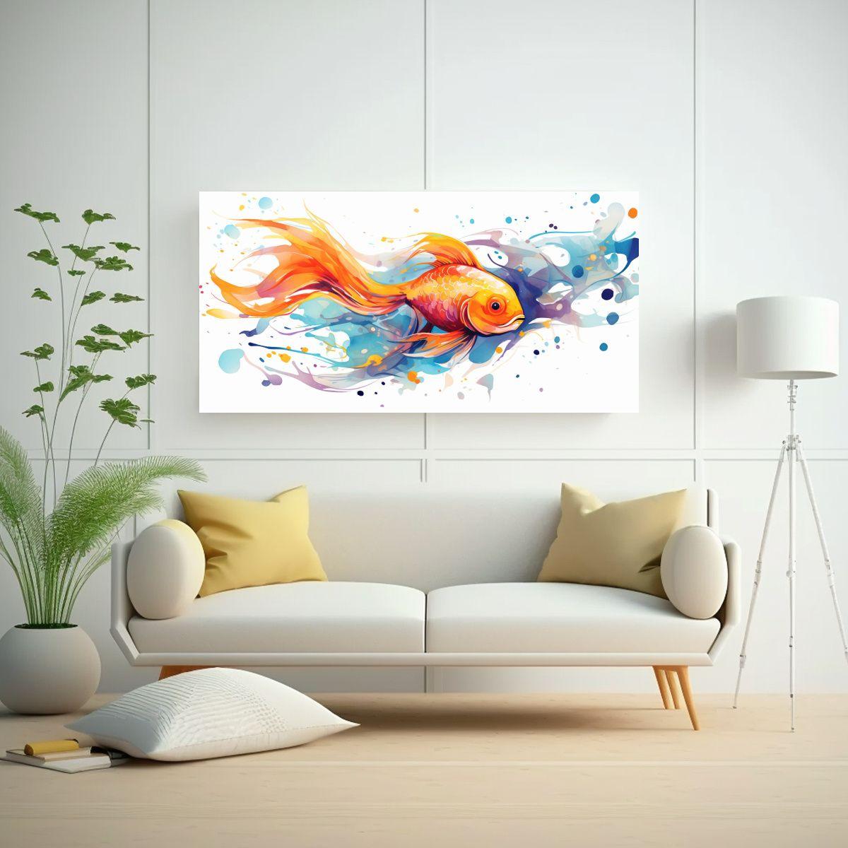 Cuadro Arte Gráfico Goldfish Arcoíris Y Naranja 160x80 Cm-2