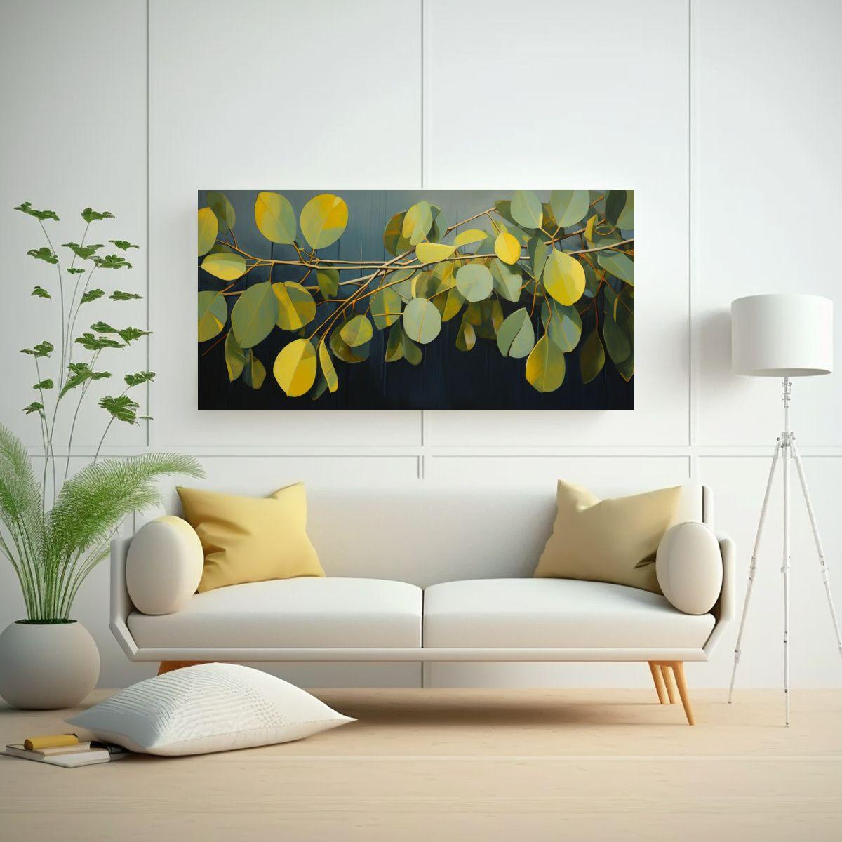 Cuadro Patrón Intenso Vitalidad Hojas Eucalipto 120x60cm-2