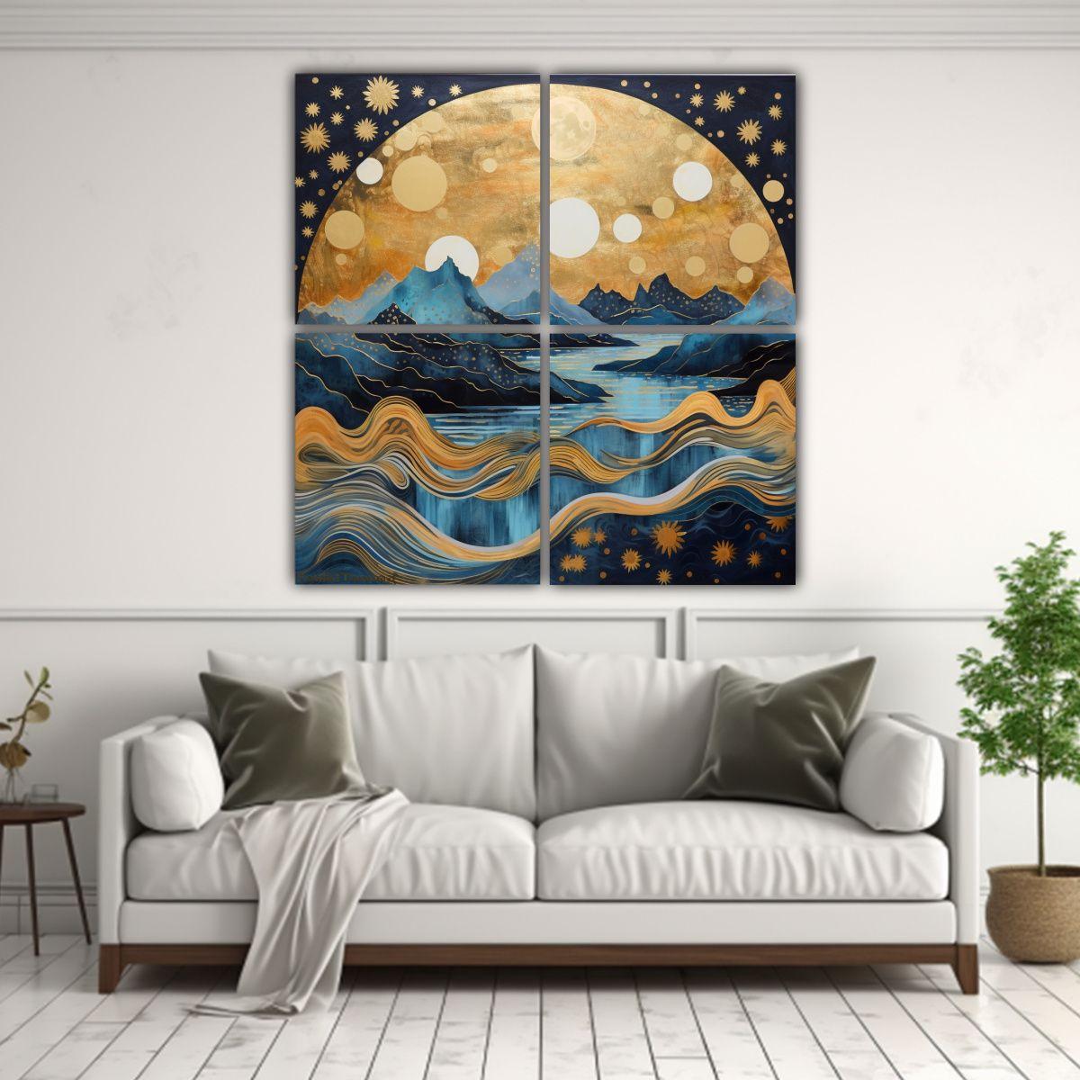 Cuadros De Diseño Expresivo De La Luna Y Su 80x80 Cm-2