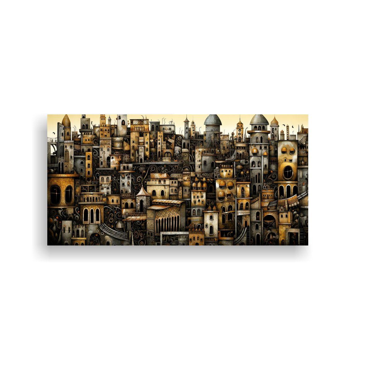 Cuadro De Lienzo Tonos Poder Ciudad Zentangle En 60x30cm-0
