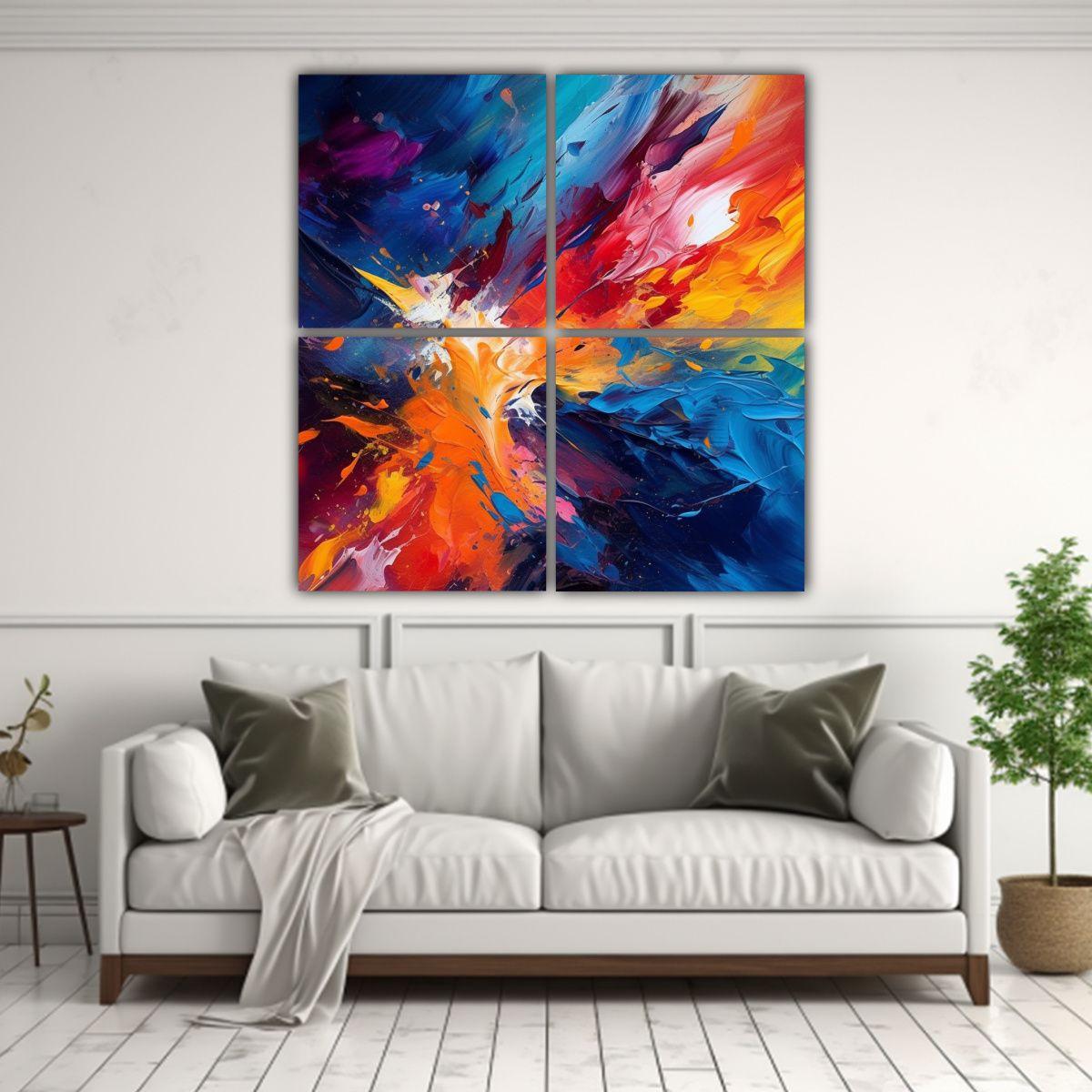 Pintura Abstracta Vibrante De La Creación De 4 200x200 Cm-2