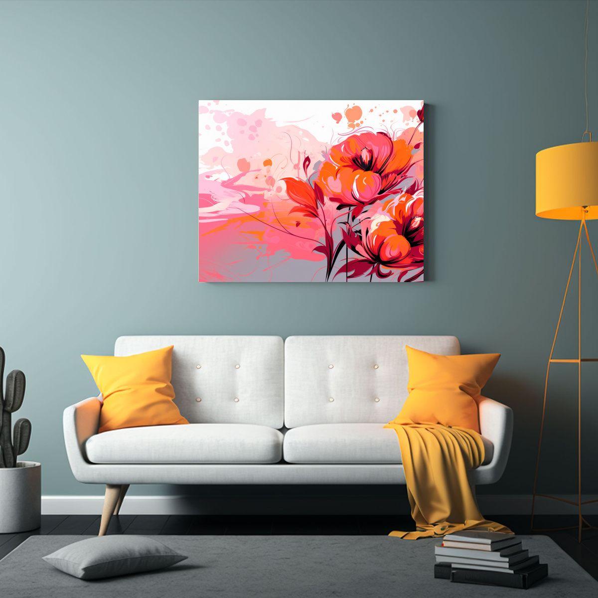 Cuadro Moderno En Colores Naranja Y Rosa, Estilo 65x50cm-2