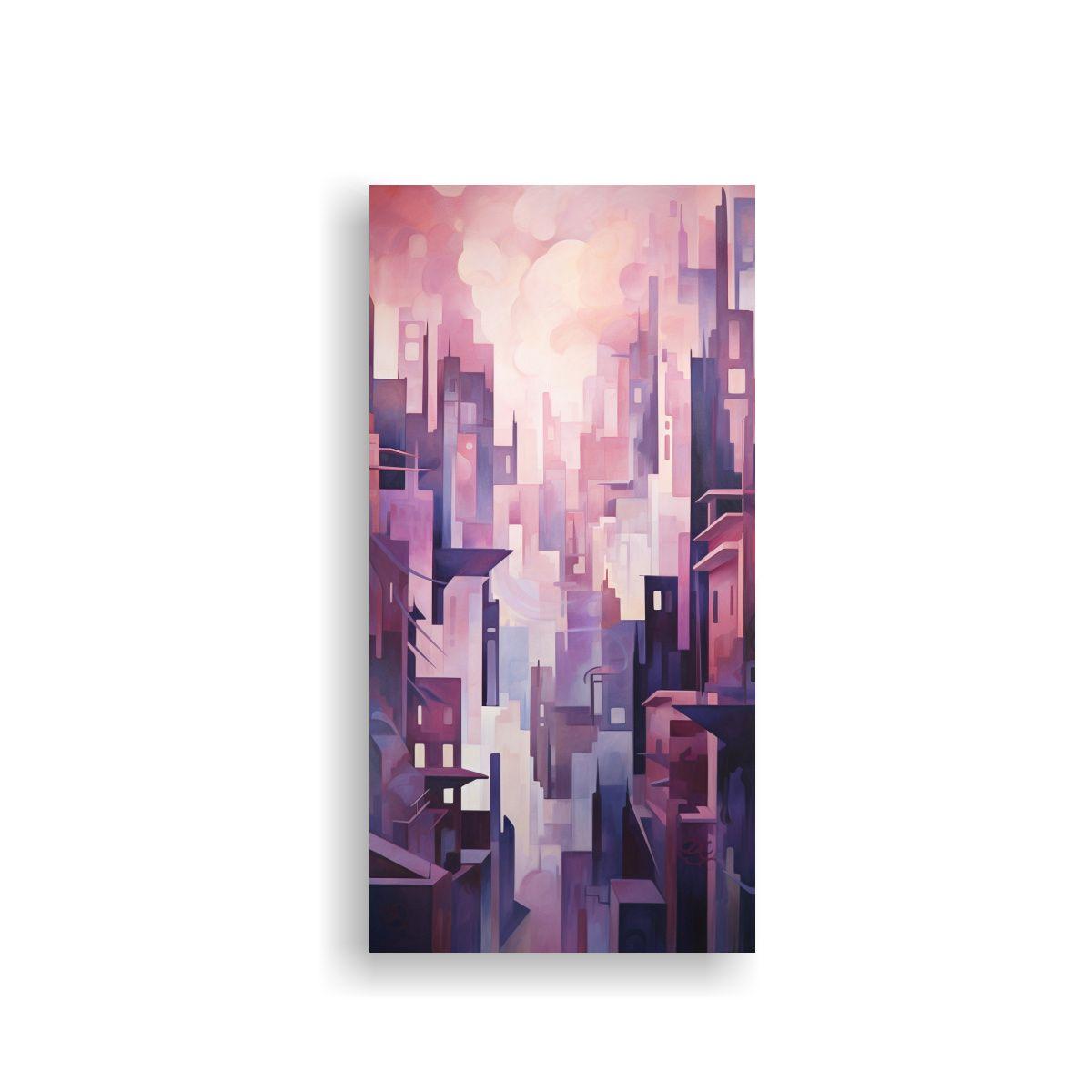 Paisaje Urbano Al Atardecer Pintura Decorativa 60x120 Cm-0