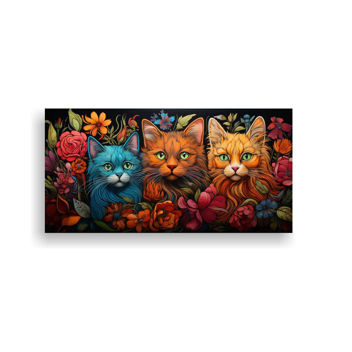 Pintura Digital Lienzo Gatos Vidriera Regalo Arte 160x80cm-0