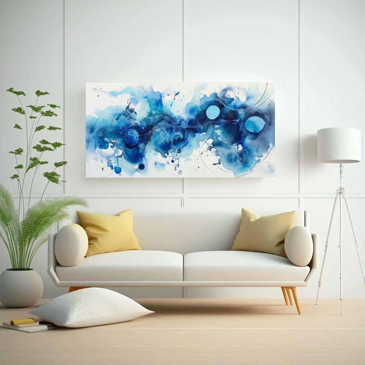Cuadro Cuadro Floral Gradación Azul Cósmico 160x80cm-2