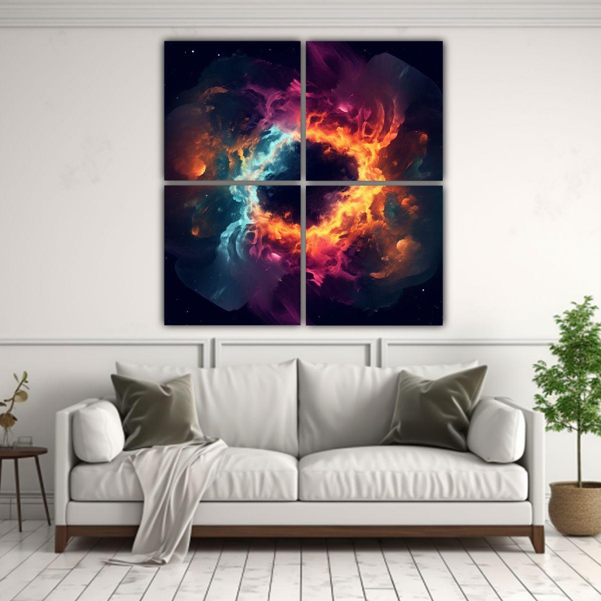 Pinturas Abstractas De Galaxias En 3 60x60 Cm-2