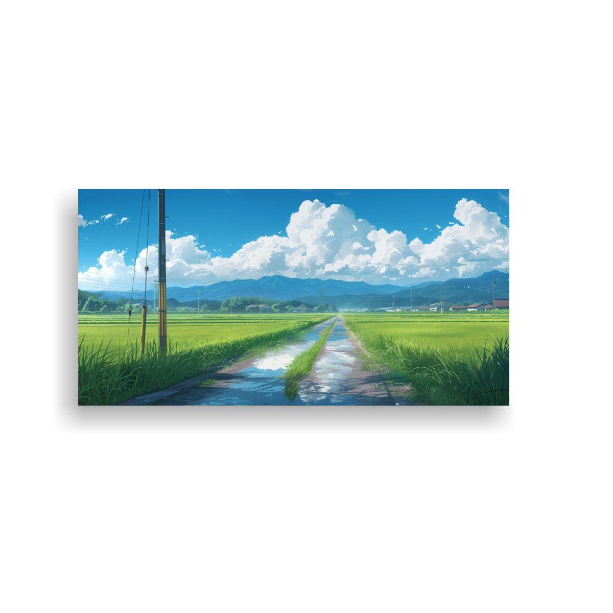 Pinturas De Paisajes De Verano En Arrozales 100x50cm-0