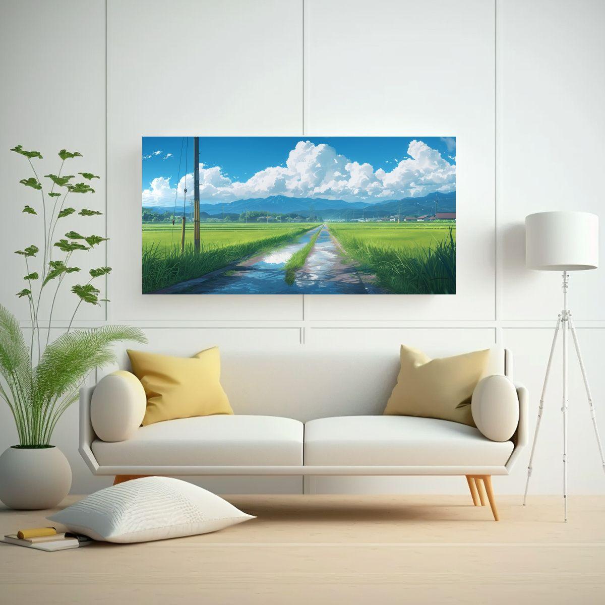 Pinturas De Paisajes De Verano En Arrozales 100x50cm-2