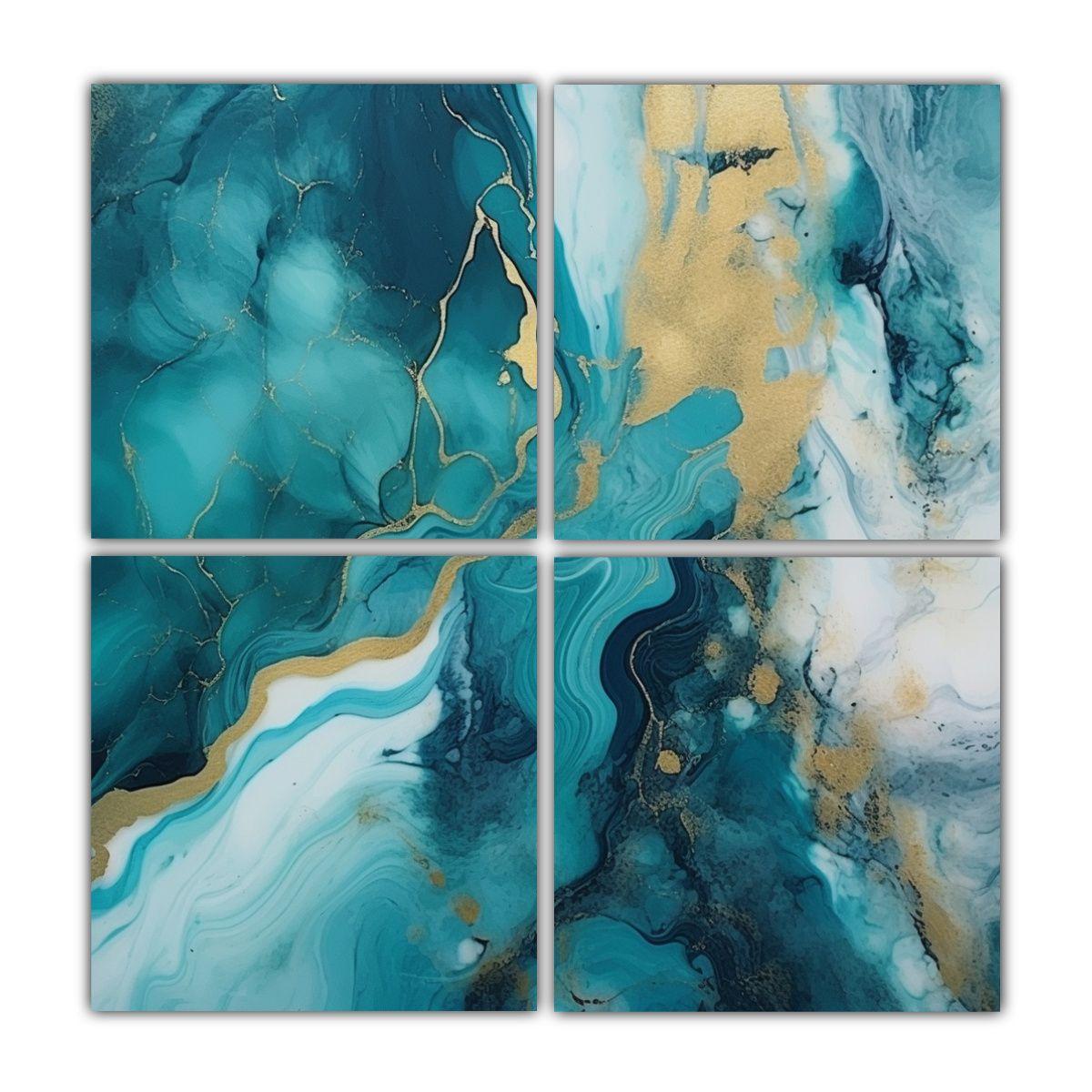 Pinturas De Arte Abstracto En Mármol Azul 4 100x100 Cm-0