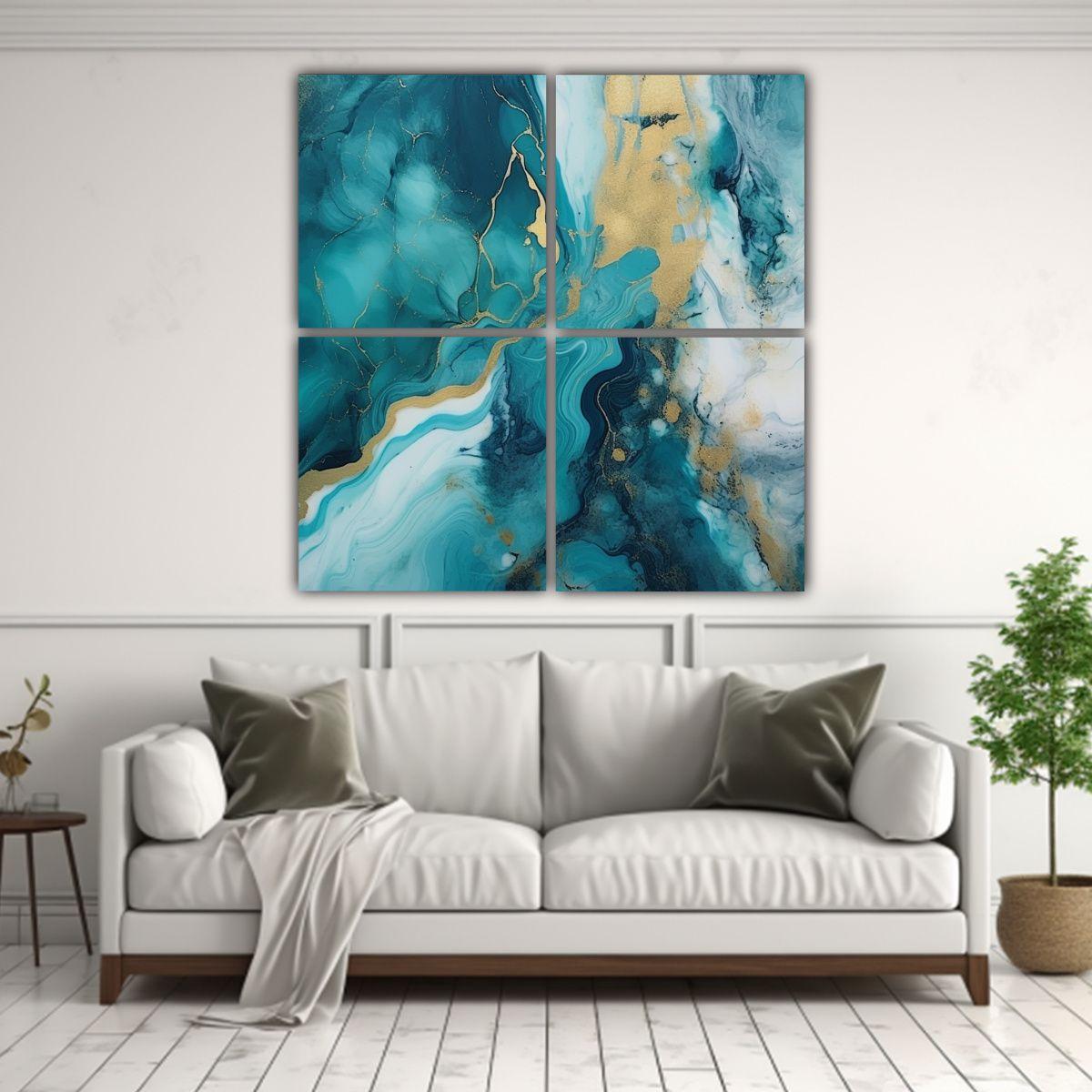 Pinturas De Arte Abstracto En Mármol Azul 4 100x100 Cm-2