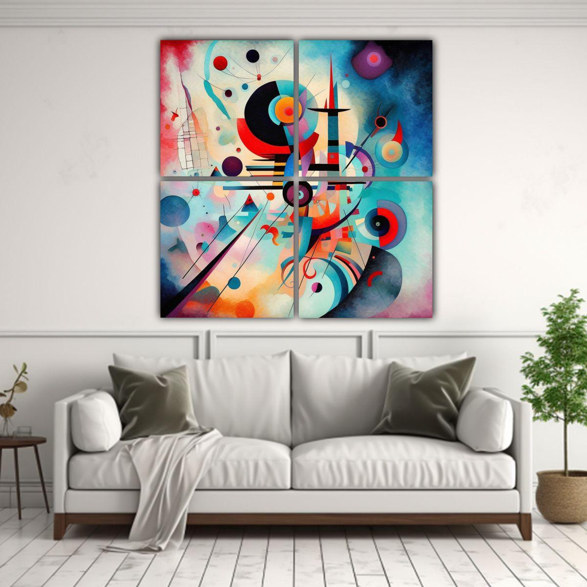 Pinturas Decorativas De 4 Composiciones Modernas 180x180 Cm-2