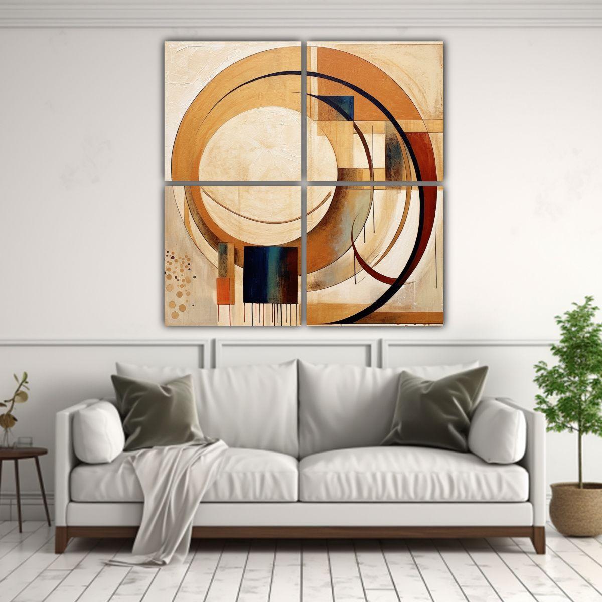 Lienzos Abstractos De Alta Calidad Con 3 Curvas Y 160x160 Cm-2