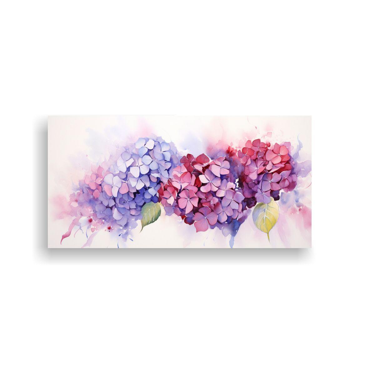 Pintura En Bastidor De Dormitorio Con Hortensias 100x50 Cm-0