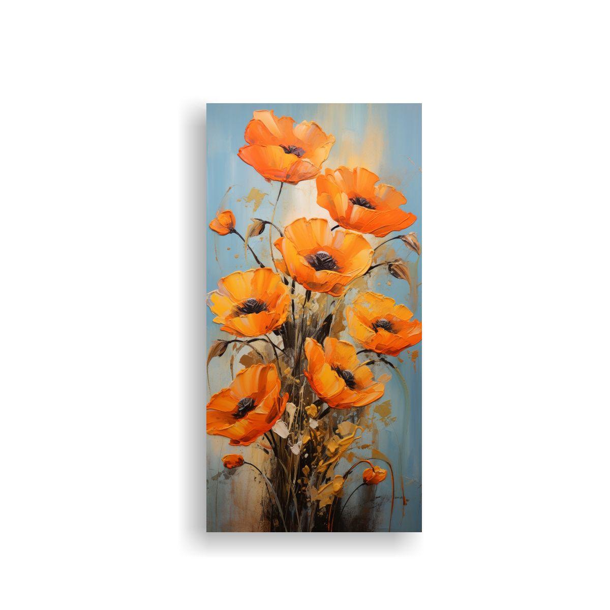 Pintura De Flores En Lienzo Expresividad Colores 50x100cm-0