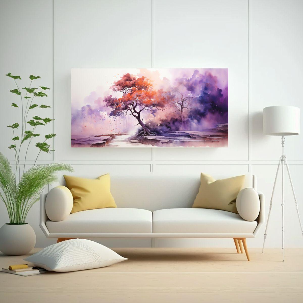 Cuadro Abstracto De Árbol Redwood En Colores 140x70 Cm-2