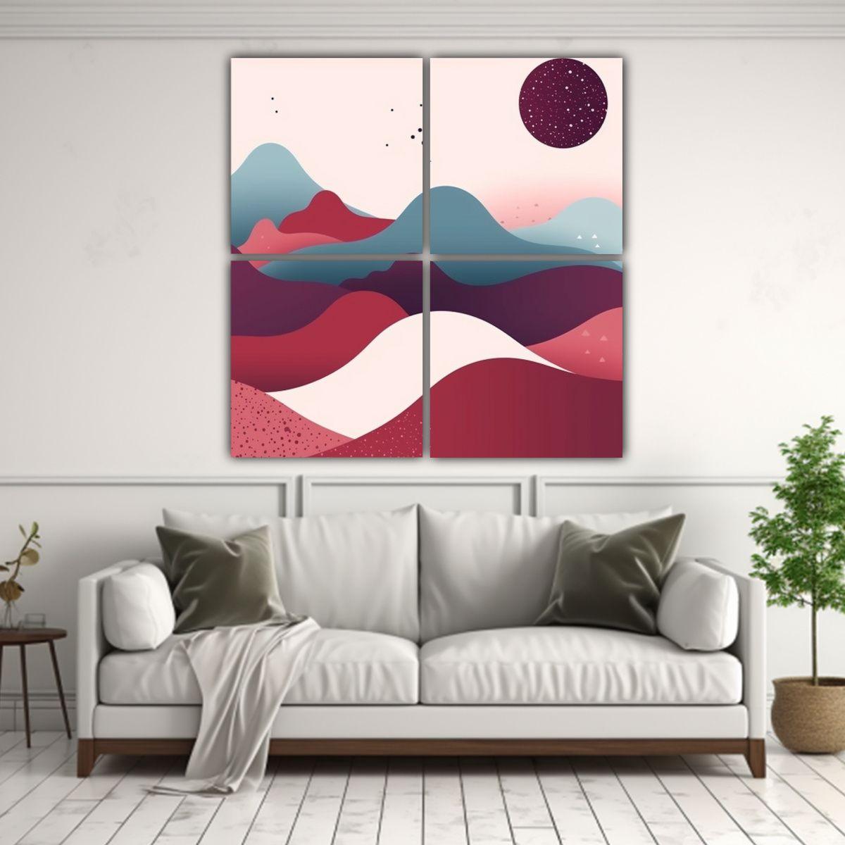 4 Cuadros De Tela Impresos Minimalismo Fondo 120x120 Cm-2