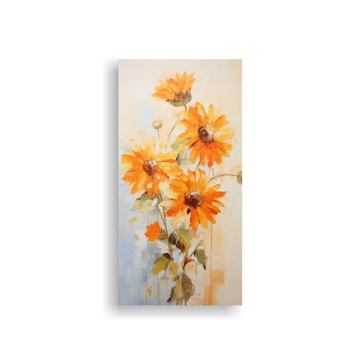 Pintura Lienzo Calidad Esquema Flores Girasoles 70x140cm-0