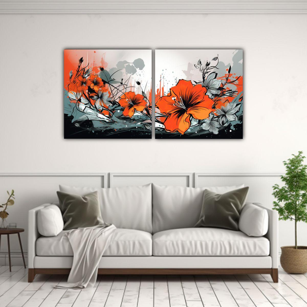 Pinturas Decorativas Estilo Neonoir Con Dos Telas 140x70 Cm-2