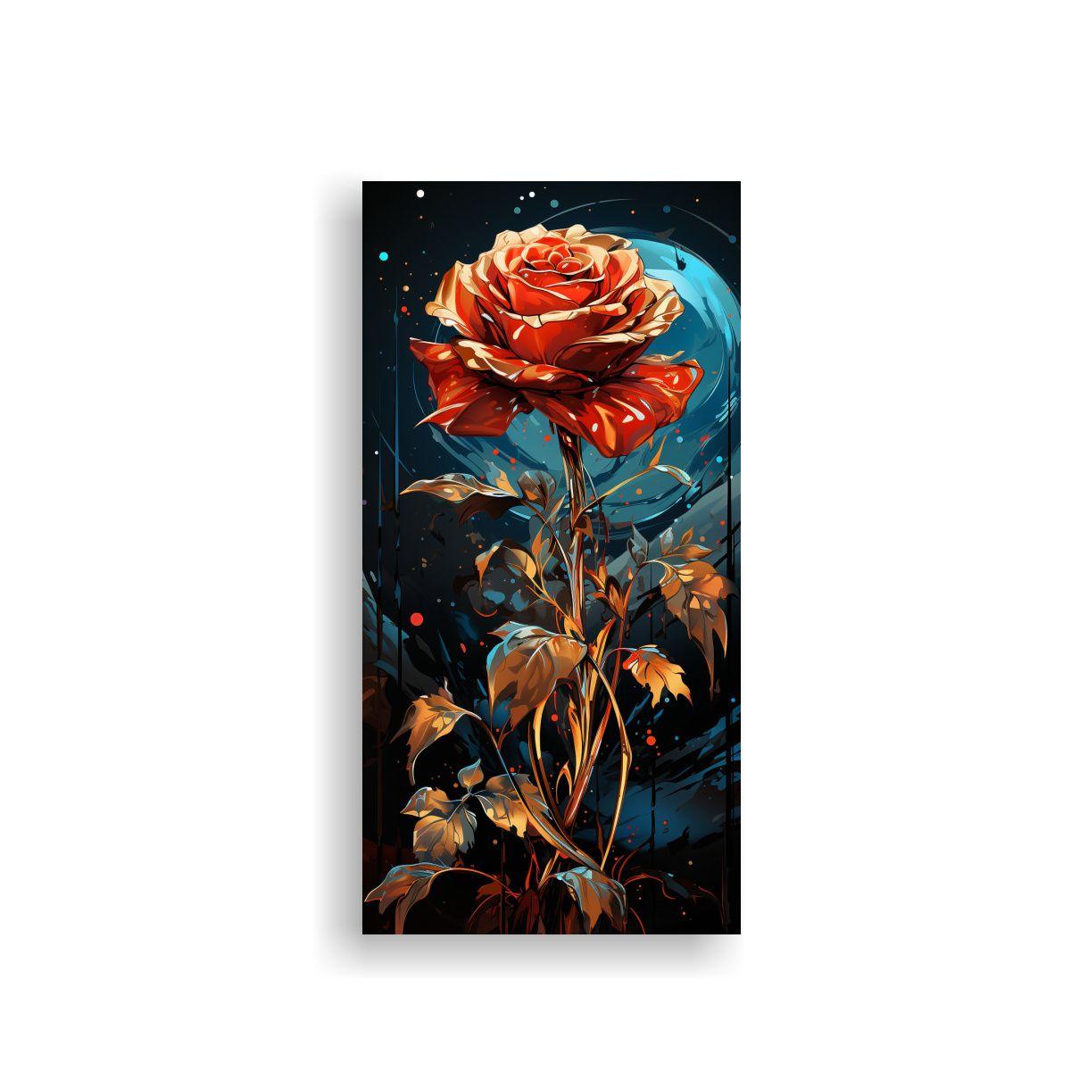 Cuadro Floral Abstracto Digital Rectangular Que 20x40 Cm-0