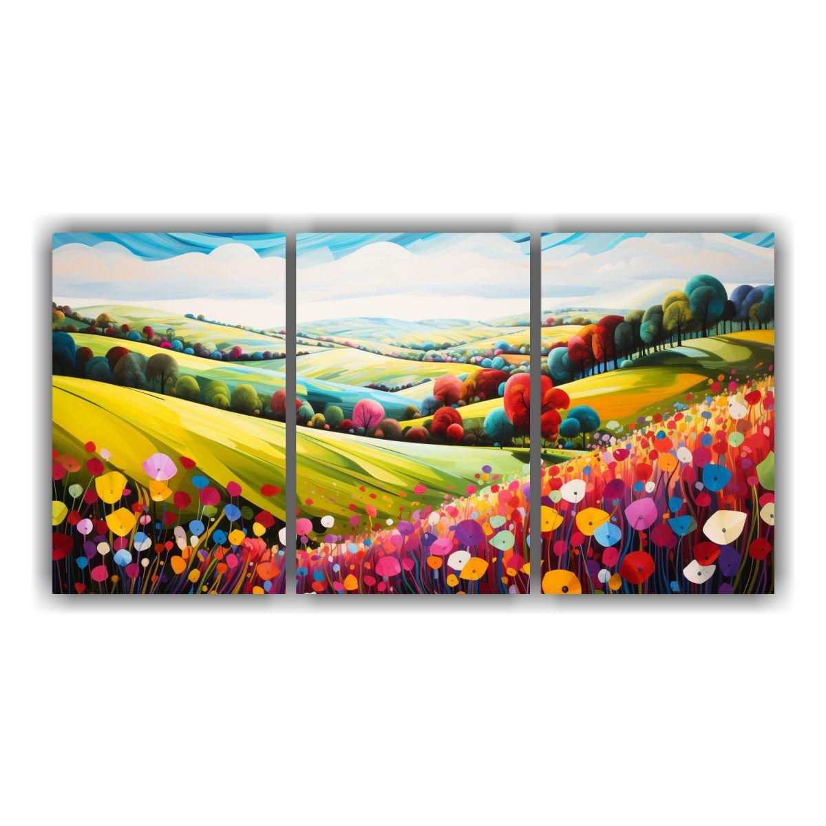 Paisajes Primaverales Abstractos En Tela: Belleza 180x90 Cm-0