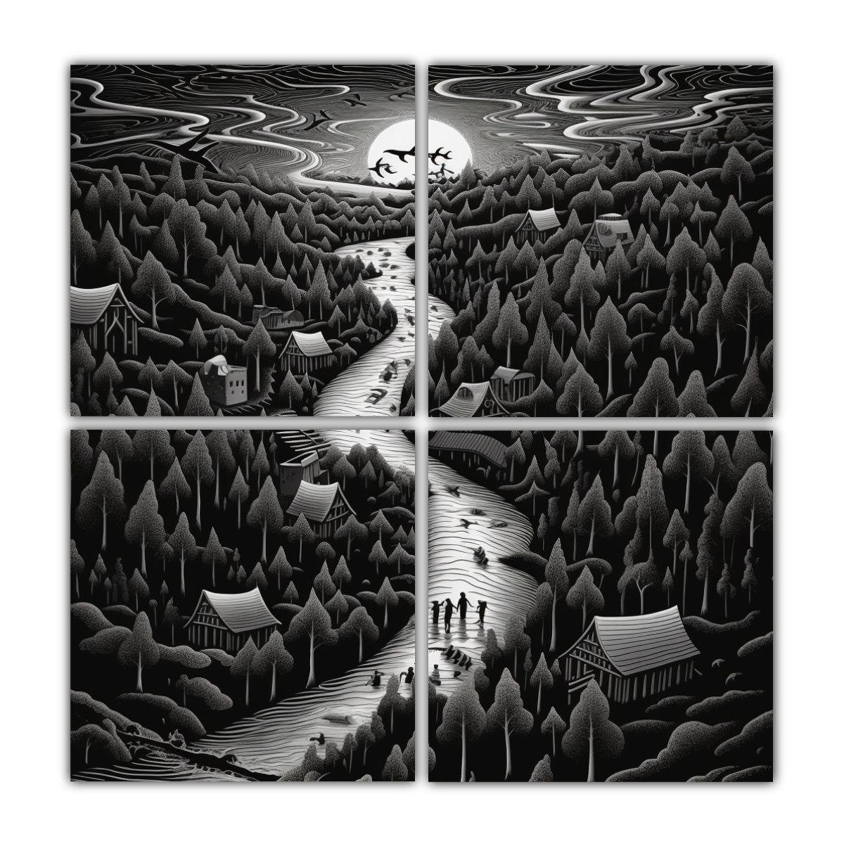 Cuatro Artes Inspiración Naturaleza Viva 160x160 Cm-0