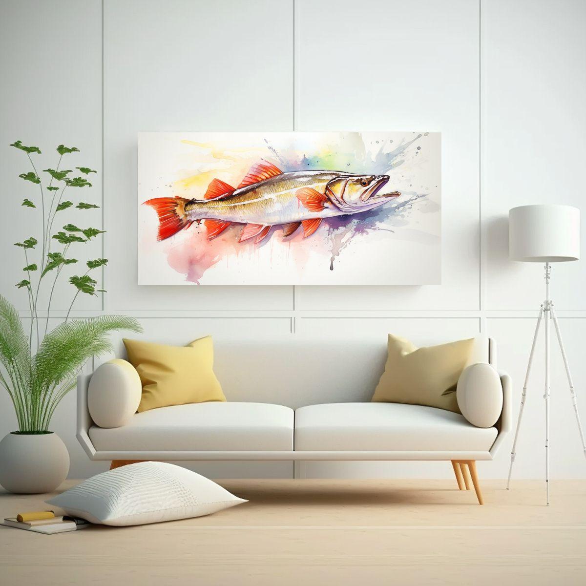 Cuadro Sobre Lienzo Abstracto En Estilo Acuarela 60x30cm-2