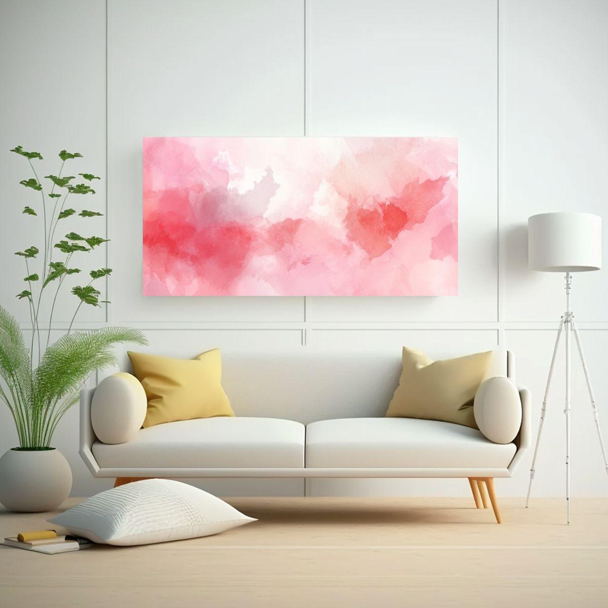 Lienzo Tela Abstracto Simetría Rosa Fondo 100x50cm-2