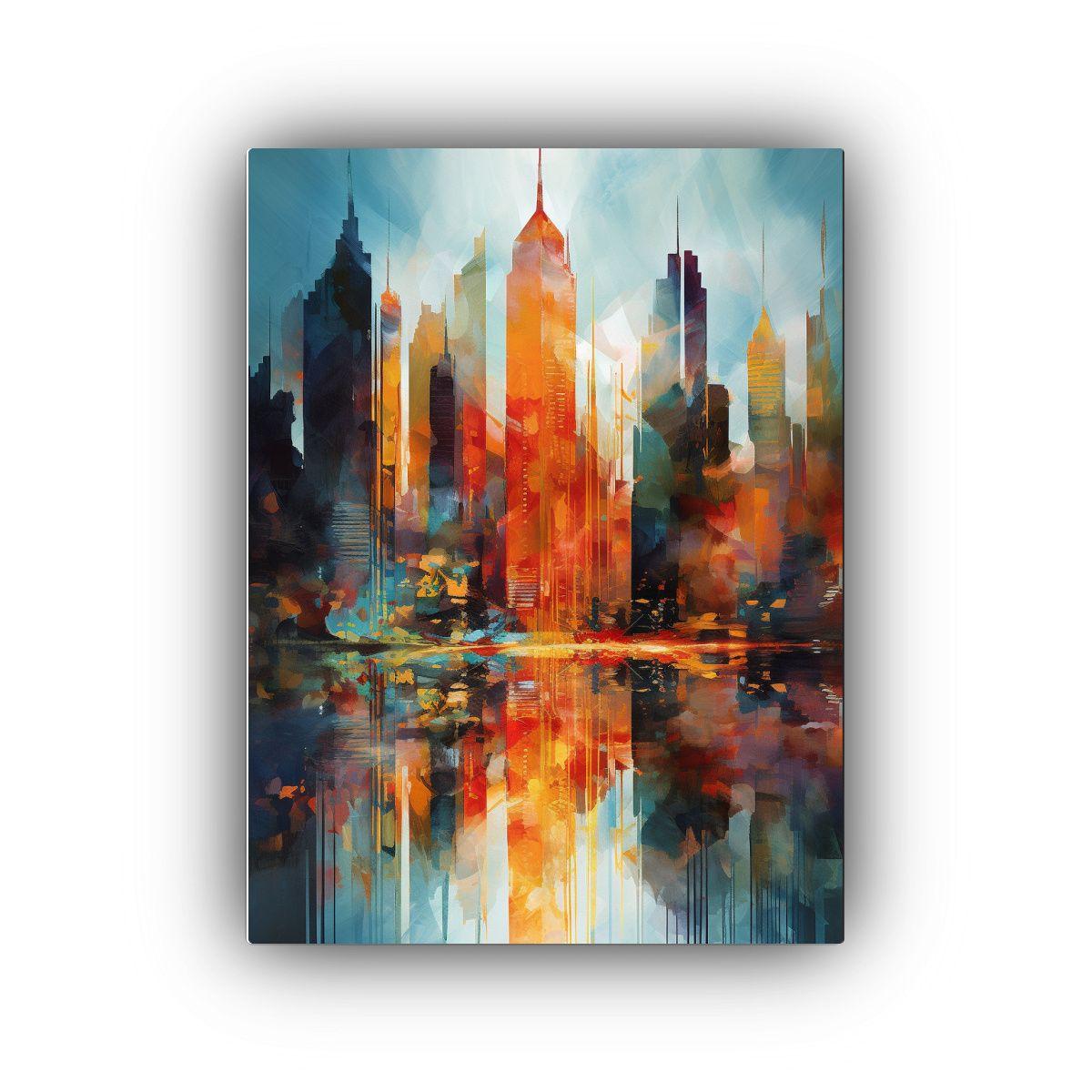 Pinturas Abstractas De Paisaje Urbano Con Tonos 50x75cm-0