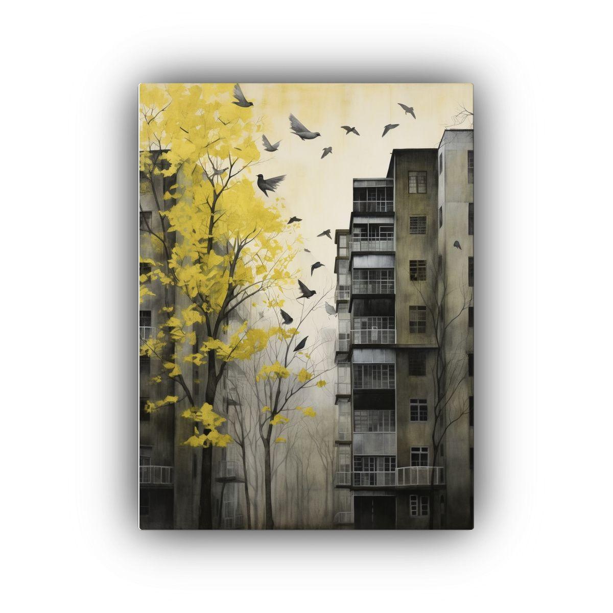 Lienzo De Tela Con Espectacular Comedor Y Aves Volando 40x50cm-0