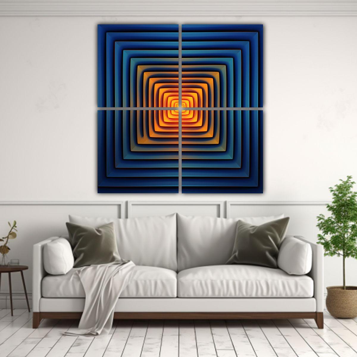 Cuadros Decorativos Brillantes De 4 Artes, 140x140 Cm-2