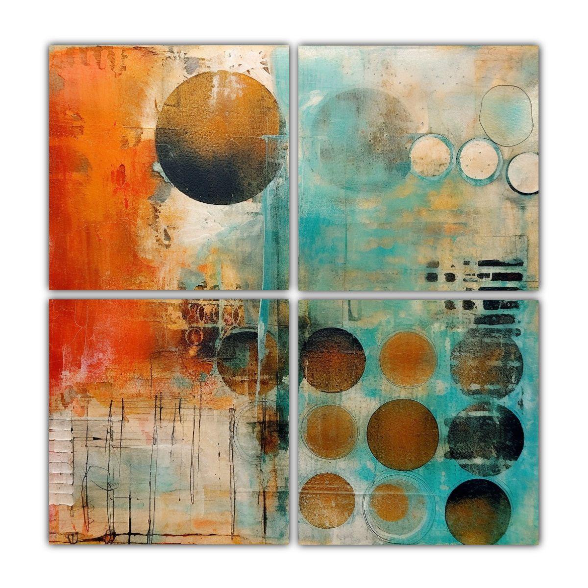 Cuadro Impresionante De Gelli Print Collage Con 80x80 Cm-0