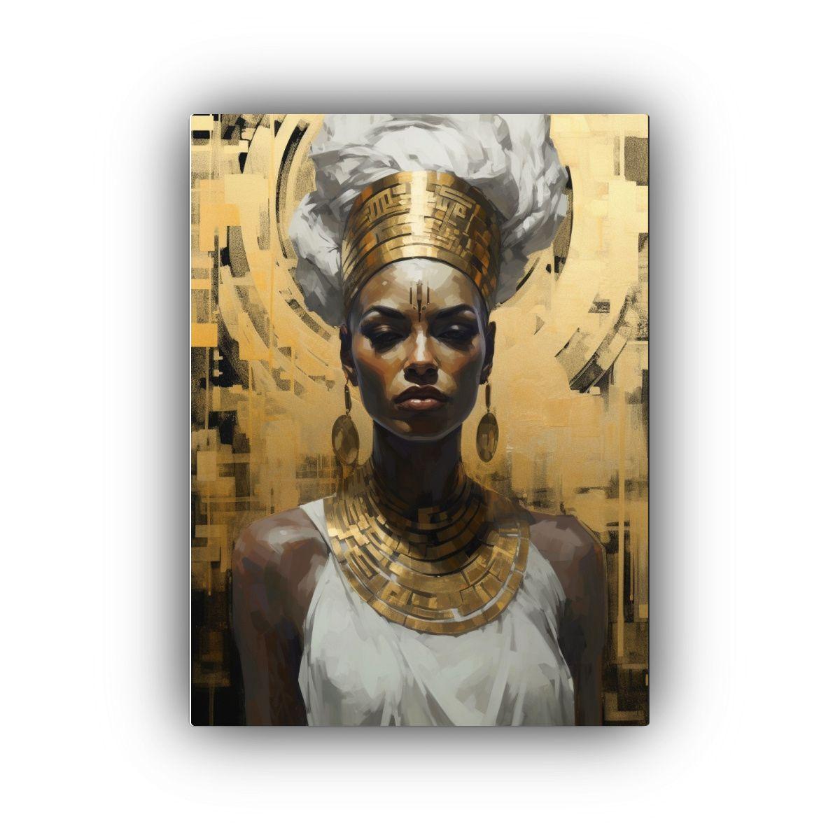 Pintura Mujer Con Turbante Dorado: Composición 40x60 Cm-0