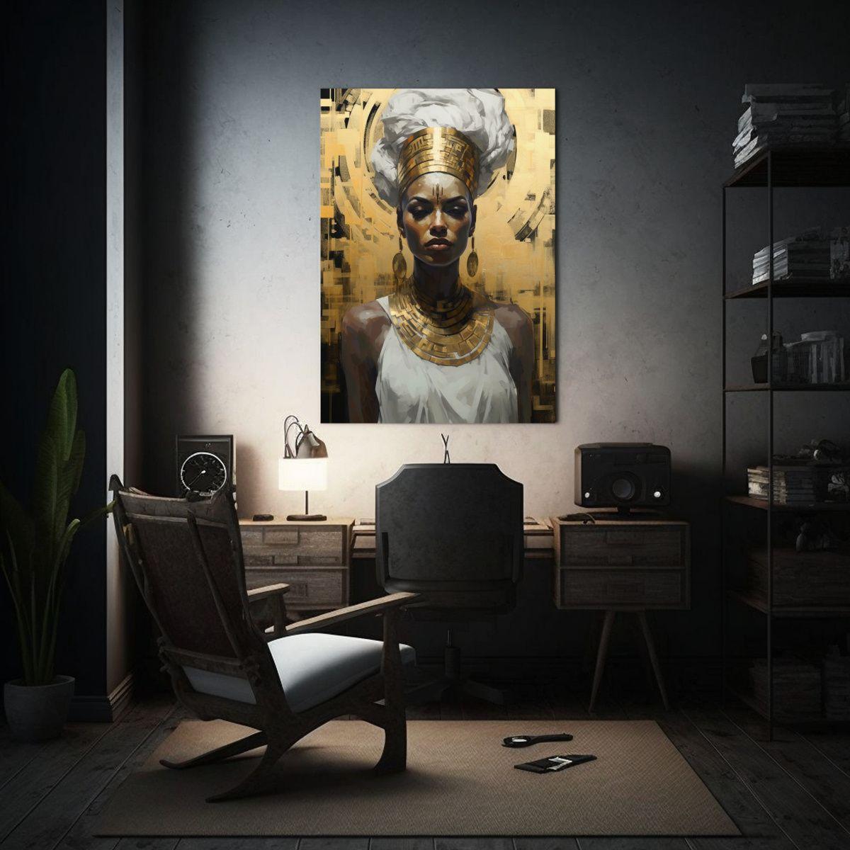 Pintura Mujer Con Turbante Dorado: Composición 40x60 Cm-2