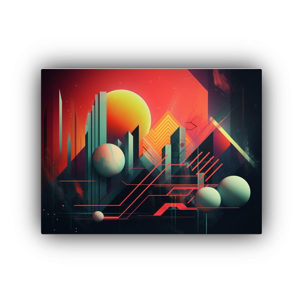Cuadro Abstracto Temático Económico Con Vibra Ochentera 45x30cm-0