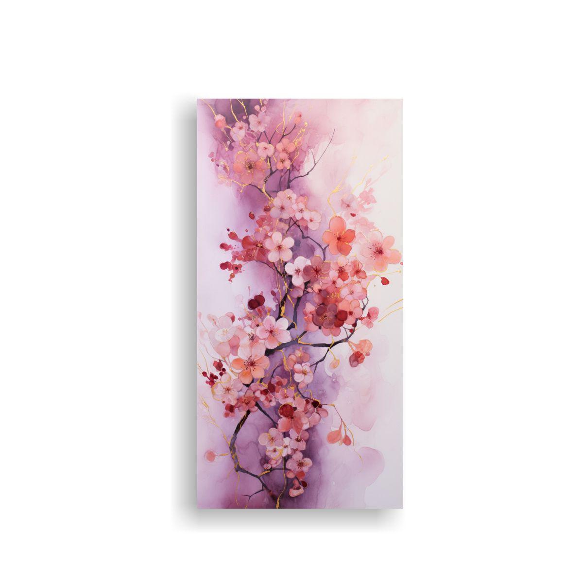 Pintura Abstracta Púrpura Naranja Y Oro 30x60cm-0