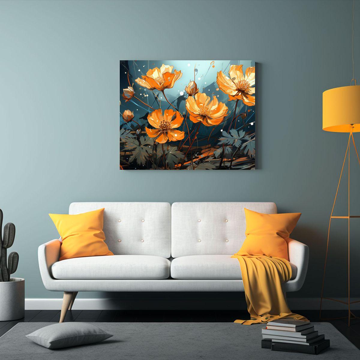 Pinturas De Ambiente Neonoir En Tonos Naranja Con Hierbas De 65x50cm-2