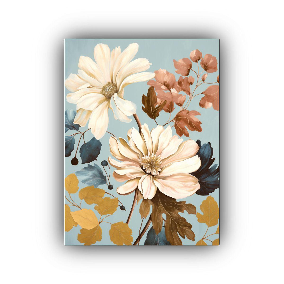 Pintura De Flores En Fondo Minimalista: 30x45 Cm-0