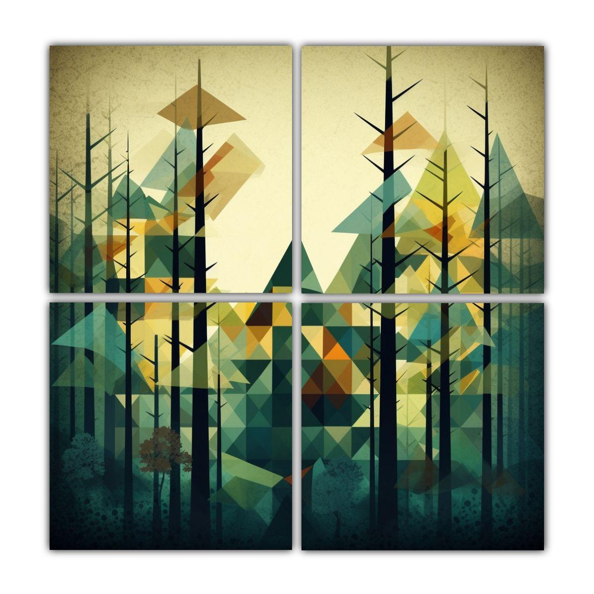 Cuatro Artes De Pared Modernos Geométricos 180x180 Cm-0