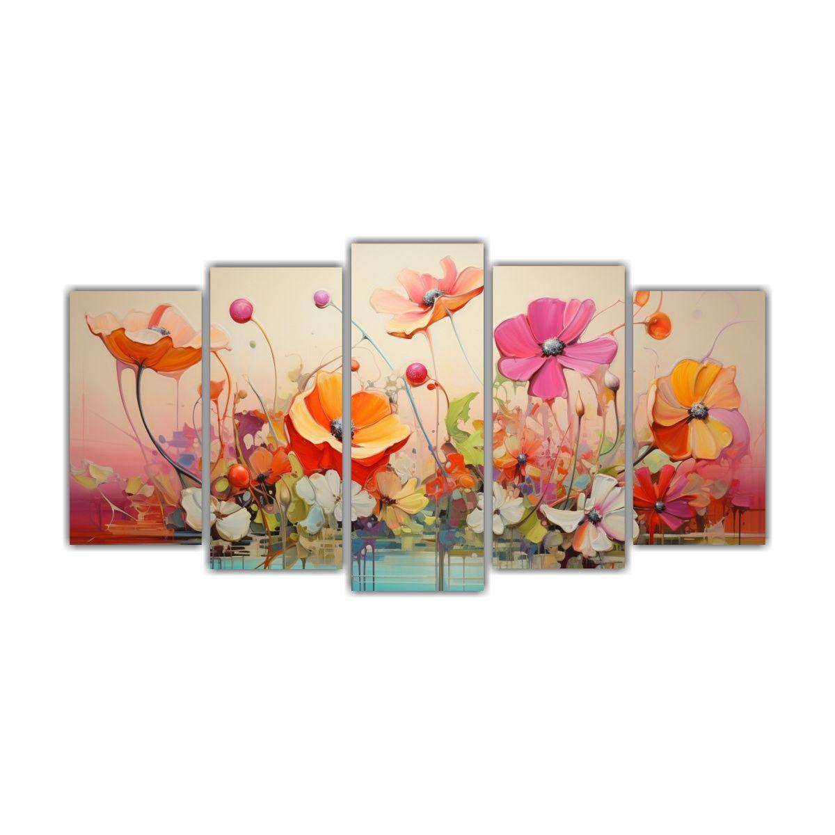 Cuadros Abstractos De Flores Modernos 100x50 Cm-0