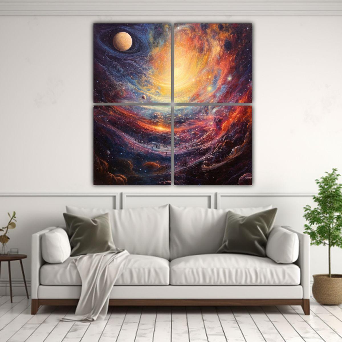 Cuatro Canvas Movimiento Protagonismo A Cuadros 200x200 Cm-2