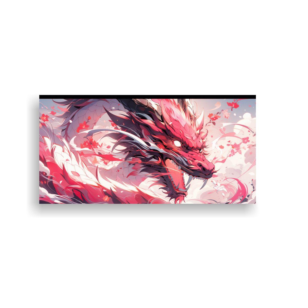 Cuadro Vanguardia: Dragón En Rojo Y Rosa, 160x80cm-0
