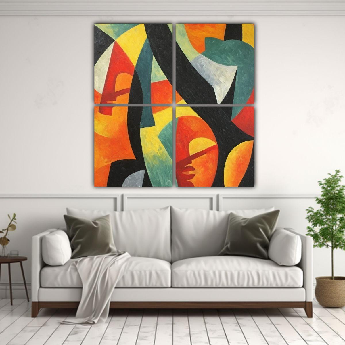 Cuadro Abstracto Pared Colores Vibrantes Arte 160x160 Cm-2
